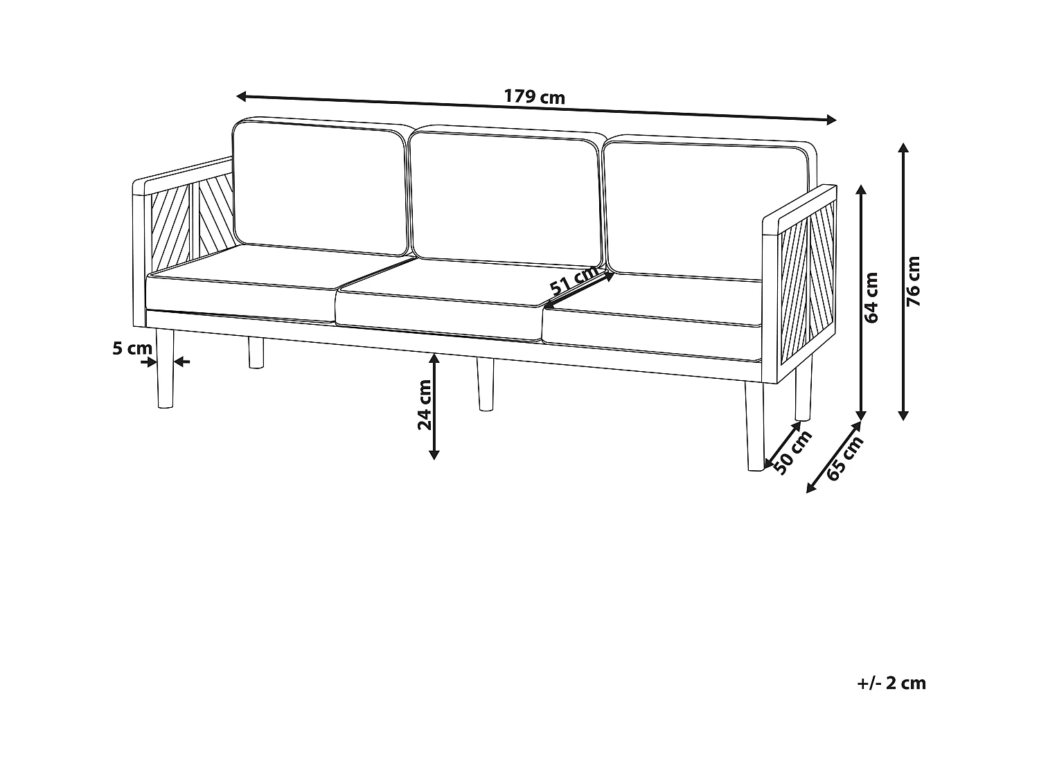 Tuin loungebank 3-zitter BARATTI Acaciahout Bruin