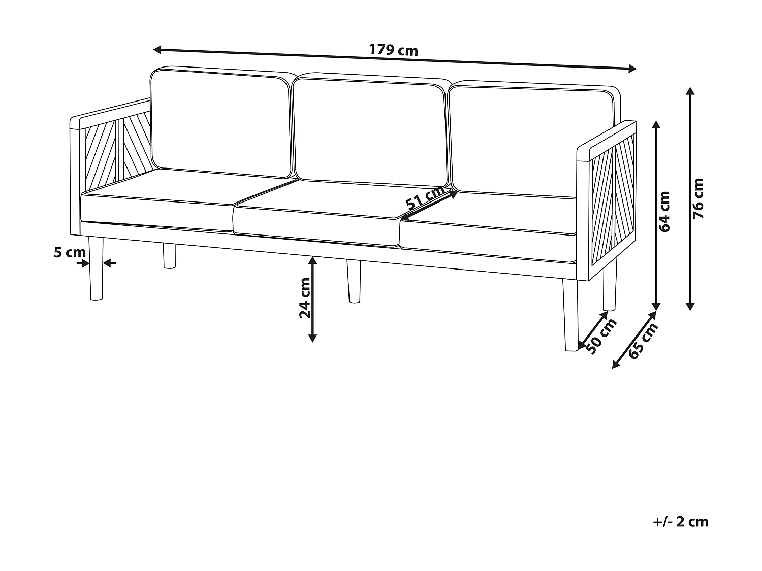 Sofa ogrodowa dla 3 osób BARATTI Drewno akacjowe Brązowy