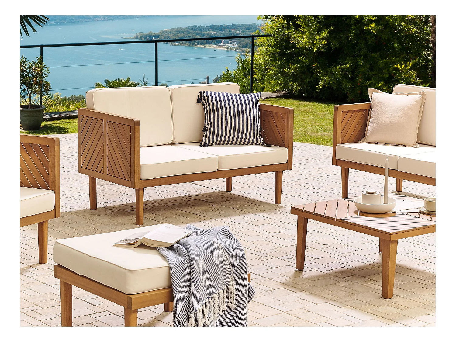 Canapé de jardin 2 places BARATTI Acacia Marron