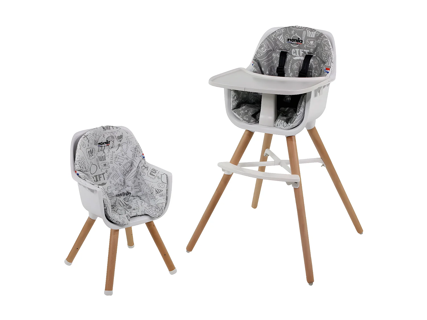 Chaise haute bébé évolutive PAULETTE Gris