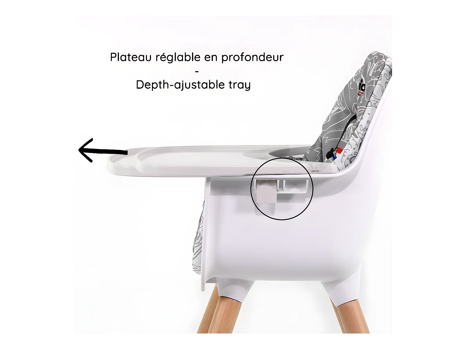 Chaise haute bébé évolutive PAULETTE Gris