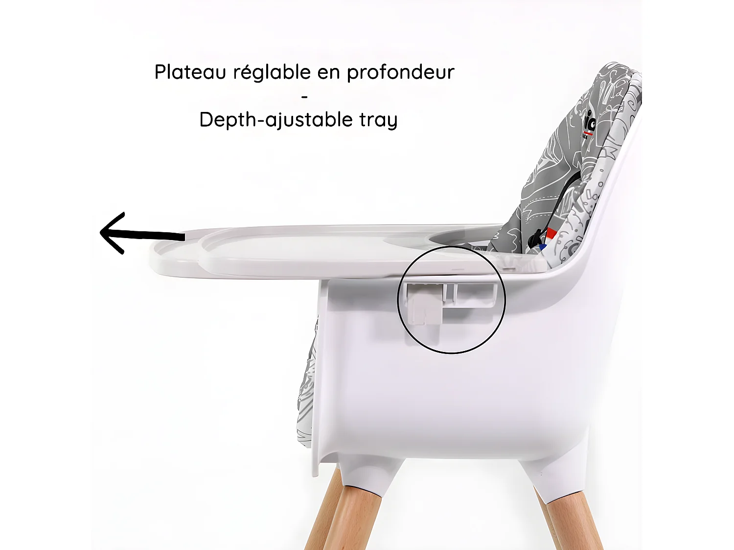 Chaise haute bébé évolutive PAULETTE Gris