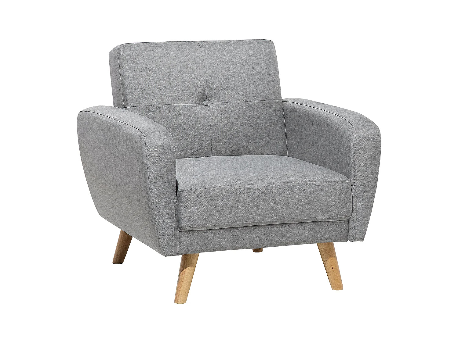 Sessel Stoffbezug grau verstellbar mit hohen Holzbeinen Armlehnen Skandi Florli