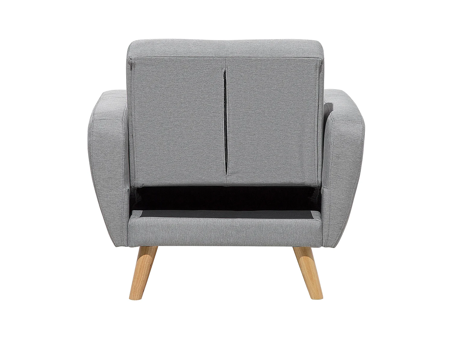 Sessel Stoffbezug grau verstellbar mit hohen Holzbeinen Armlehnen Skandi Florli