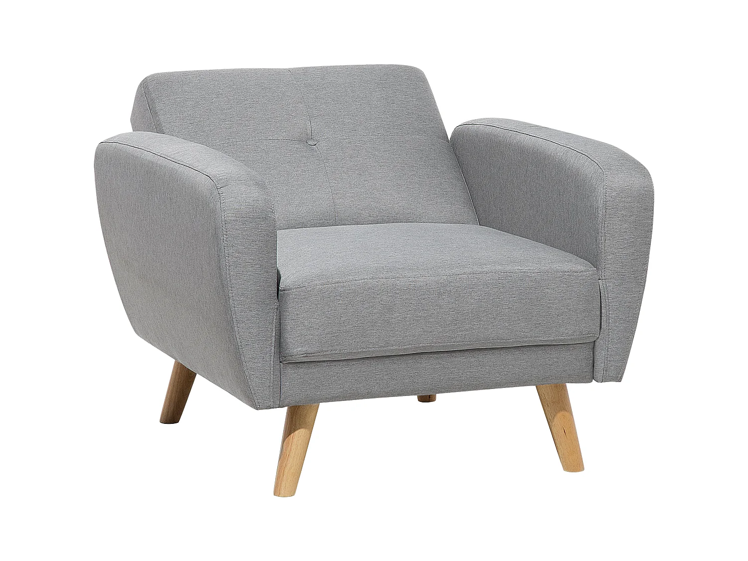 Sessel Stoffbezug grau verstellbar mit hohen Holzbeinen Armlehnen Skandi Florli