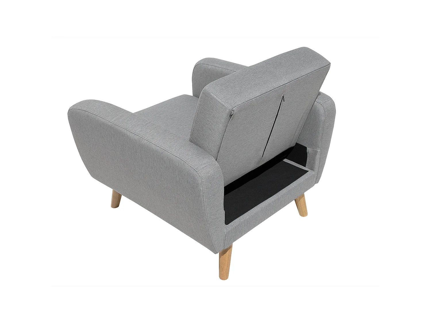 Sessel Stoffbezug grau verstellbar mit hohen Holzbeinen Armlehnen Skandi Florli