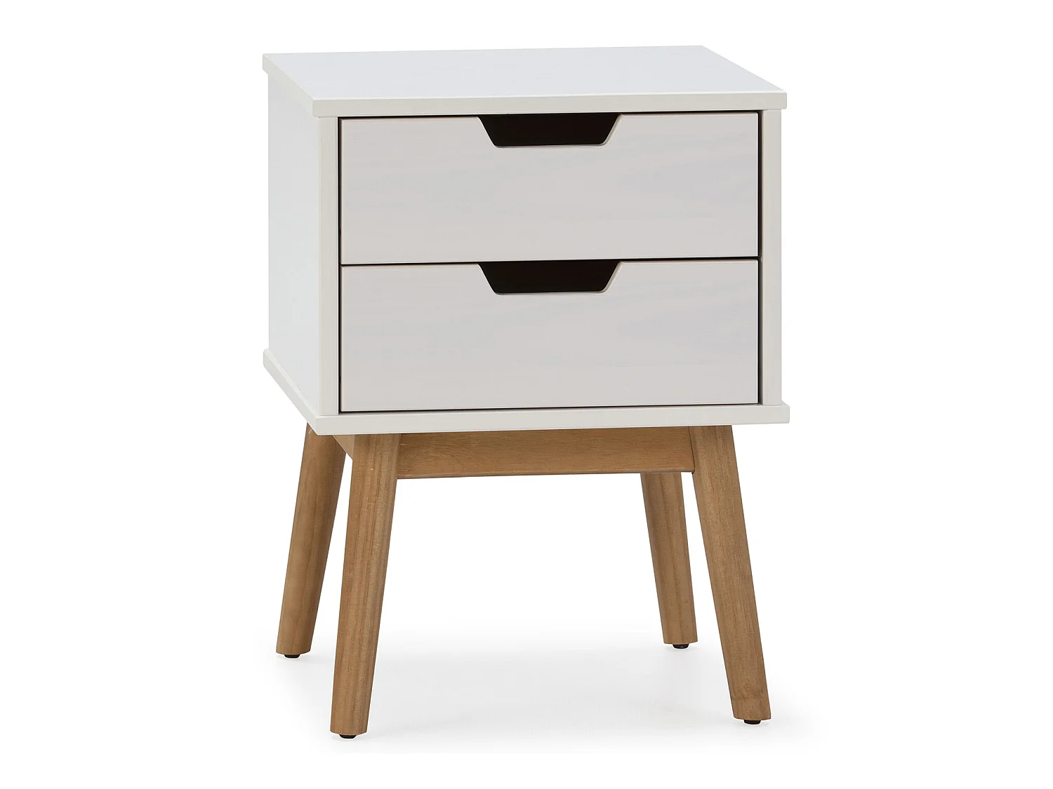 Nachtkastje Baku met 2 laden wit, massief grenenhout