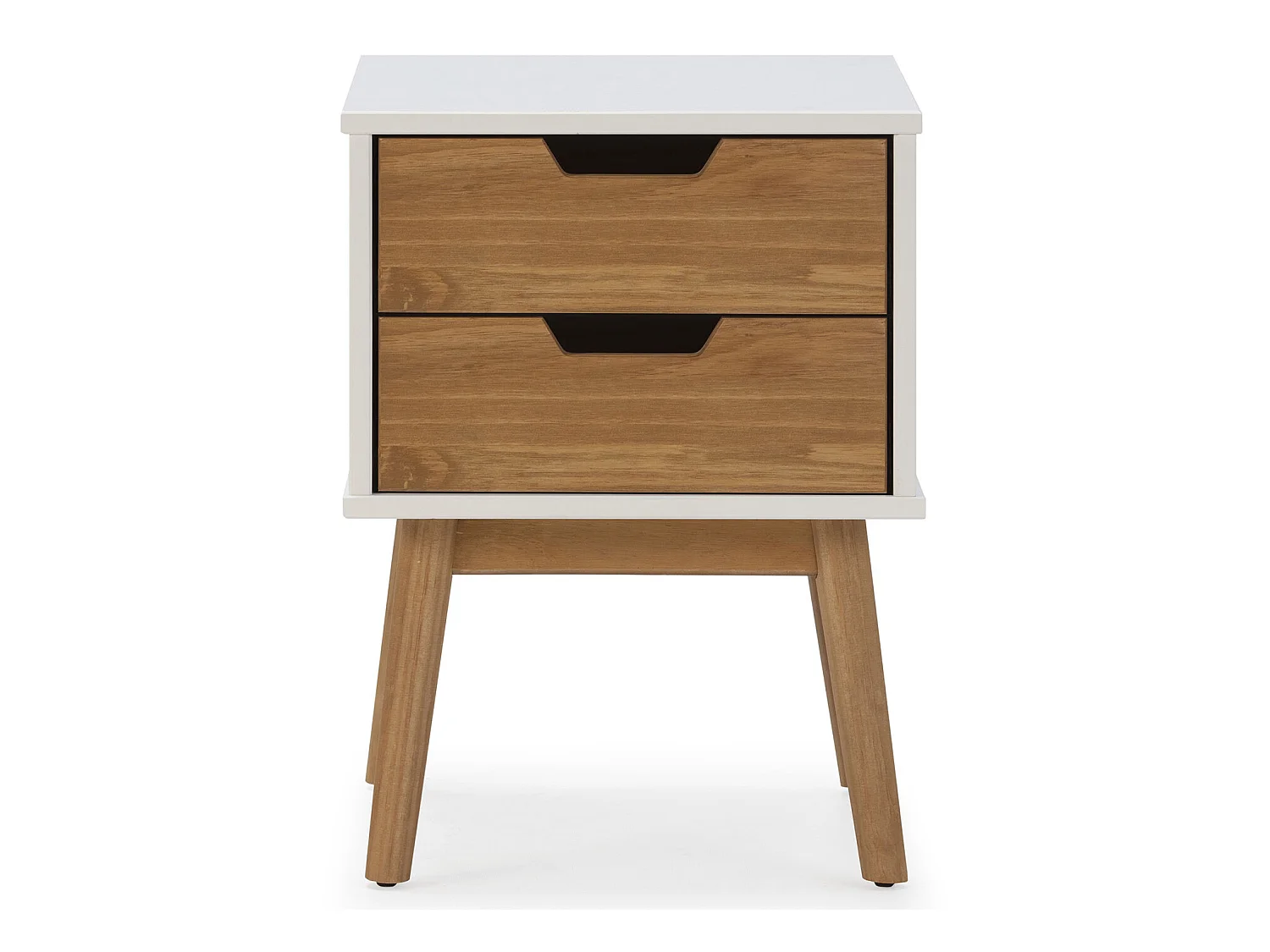 Mesa de cabeceira Baku de 2 gavetas branco/cera, madeira de pinho maciço