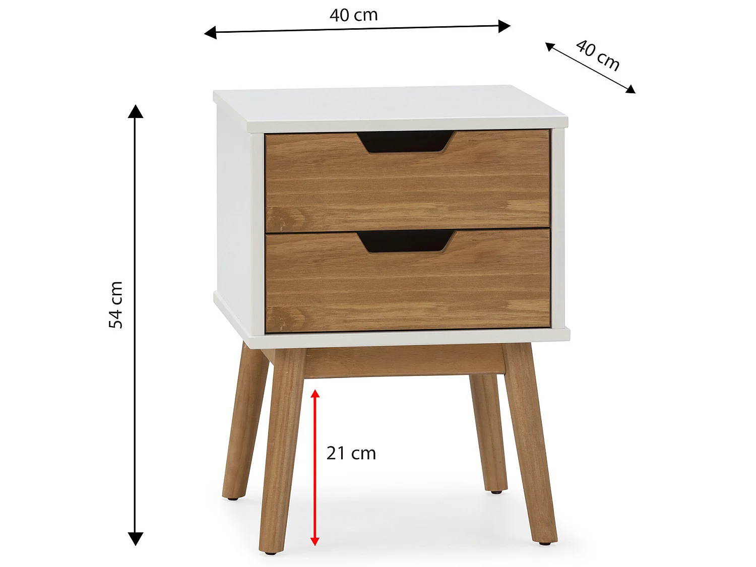 Nachttisch Baku 2 Schubladen weiß/Wachs