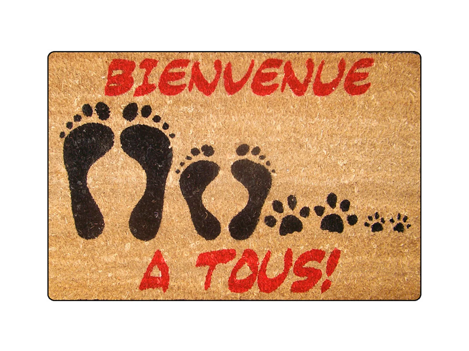 Paillasson en Coco "Bienvenue à Tous" 40x60cm Naturel