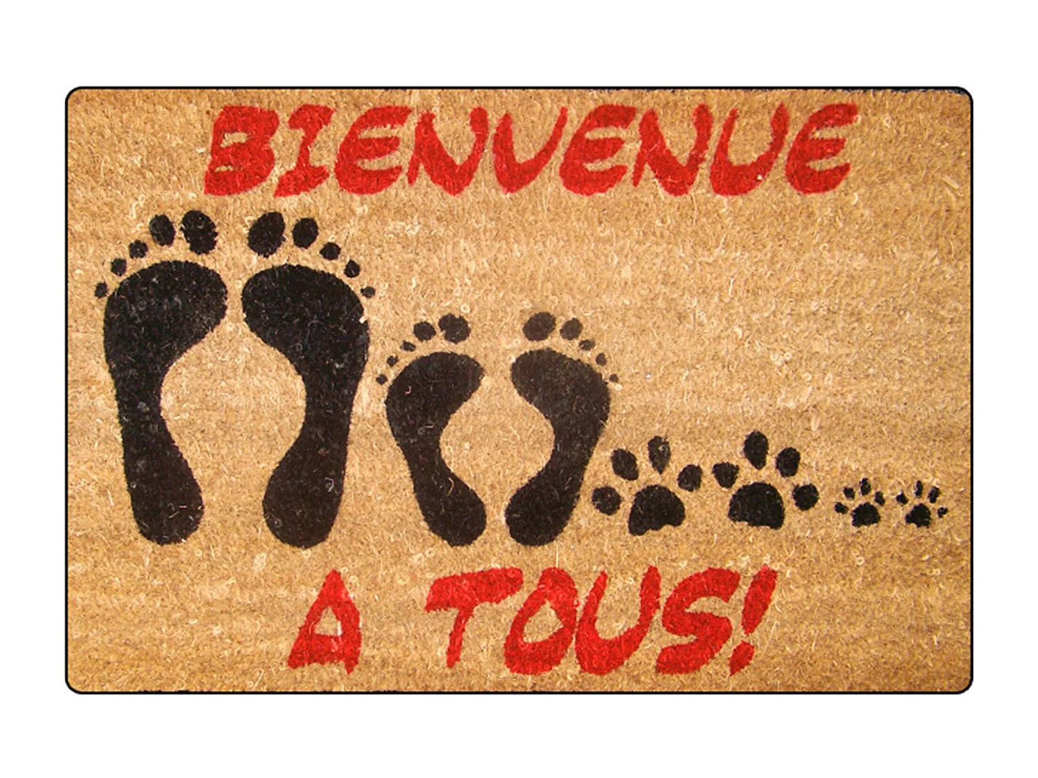 Paillasson en Coco "Bienvenue à Tous" 40x60cm Naturel