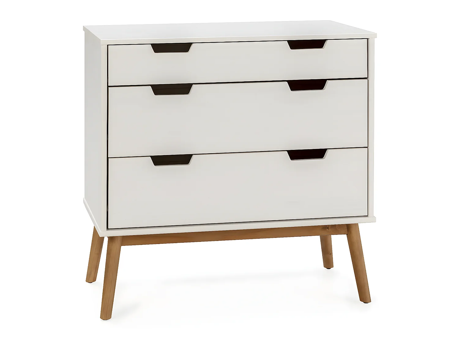 Commode Baku 3 tiroirs couleur blanc, 80 cm longueur