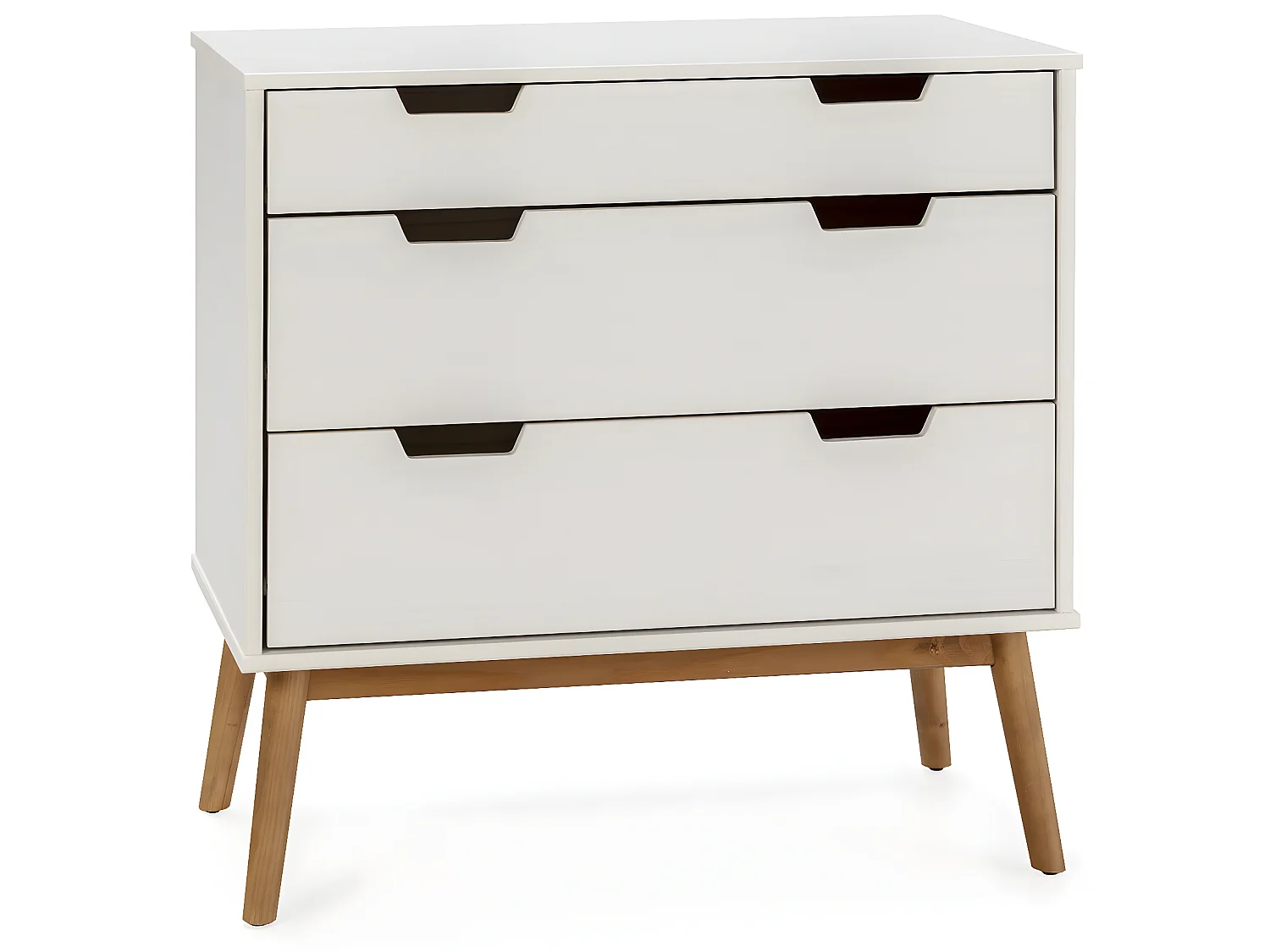 Commode Baku 3 tiroirs couleur blanc, 80 cm longueur
