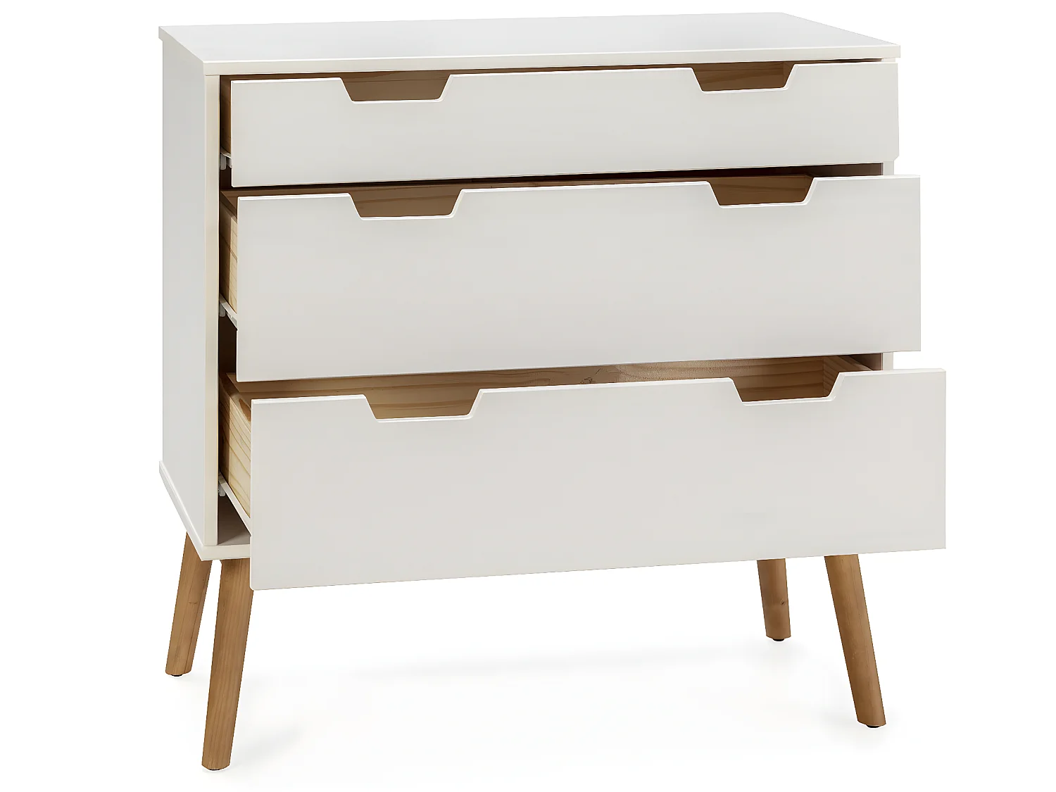 Commode Baku 3 tiroirs couleur blanc, 80 cm longueur
