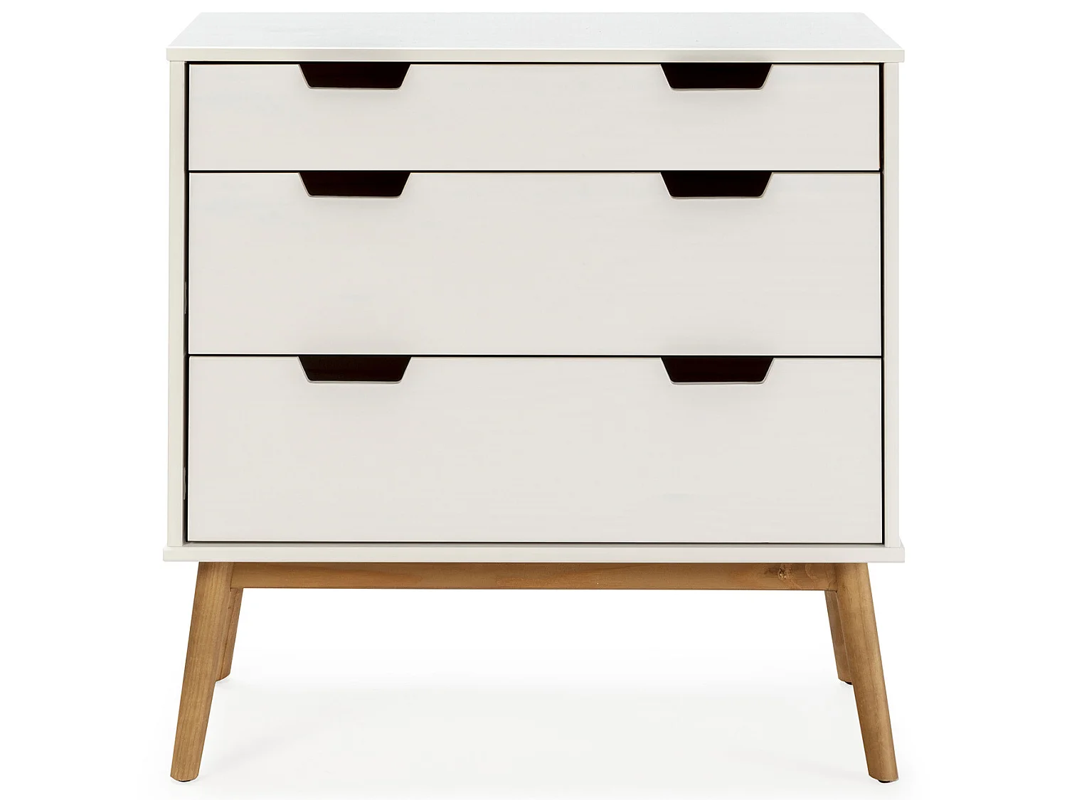 Commode Baku 3 tiroirs couleur blanc, 80 cm longueur