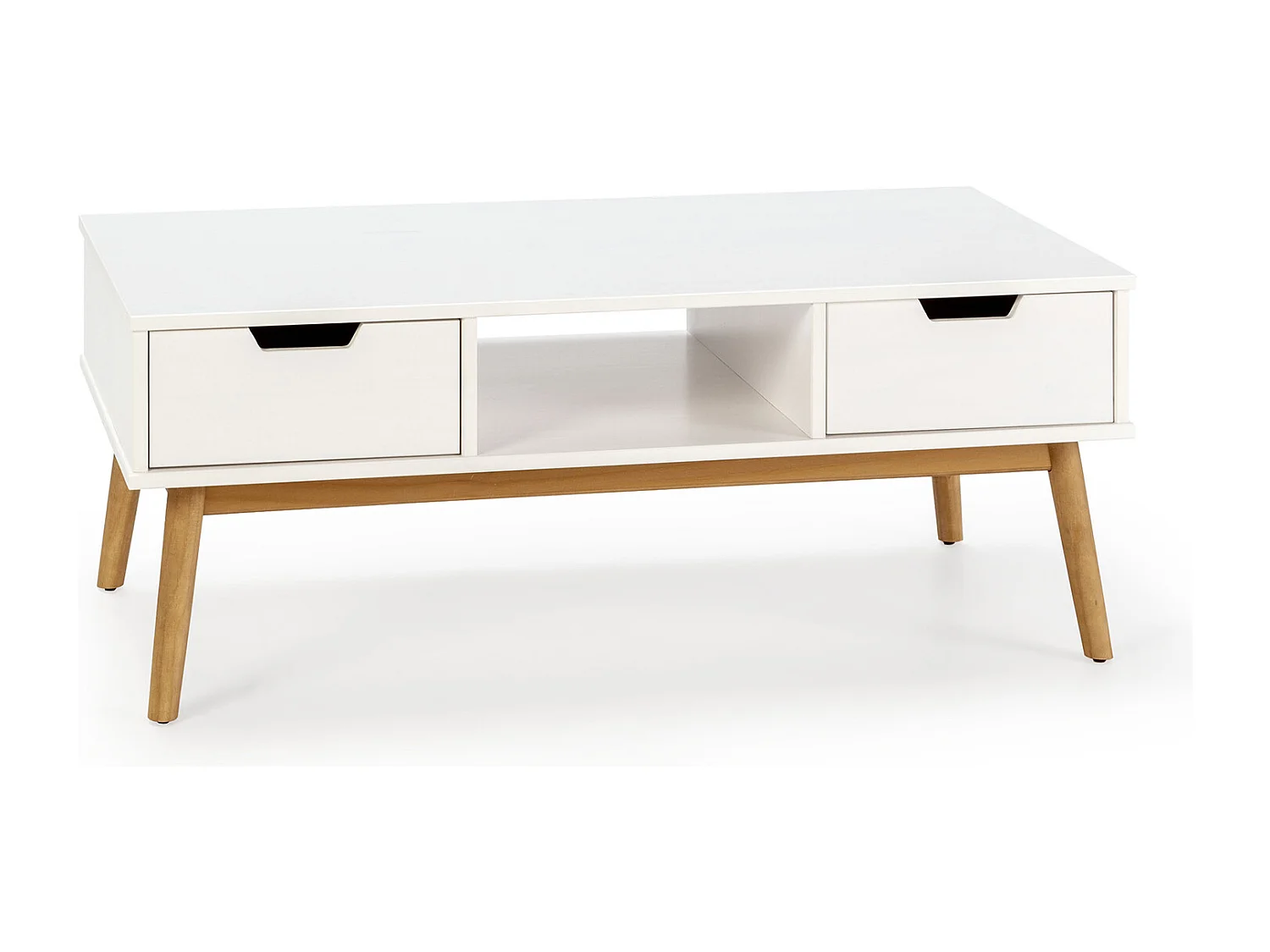 Salontafel Baku wit, massief grenen, 2 laden, 110 cm