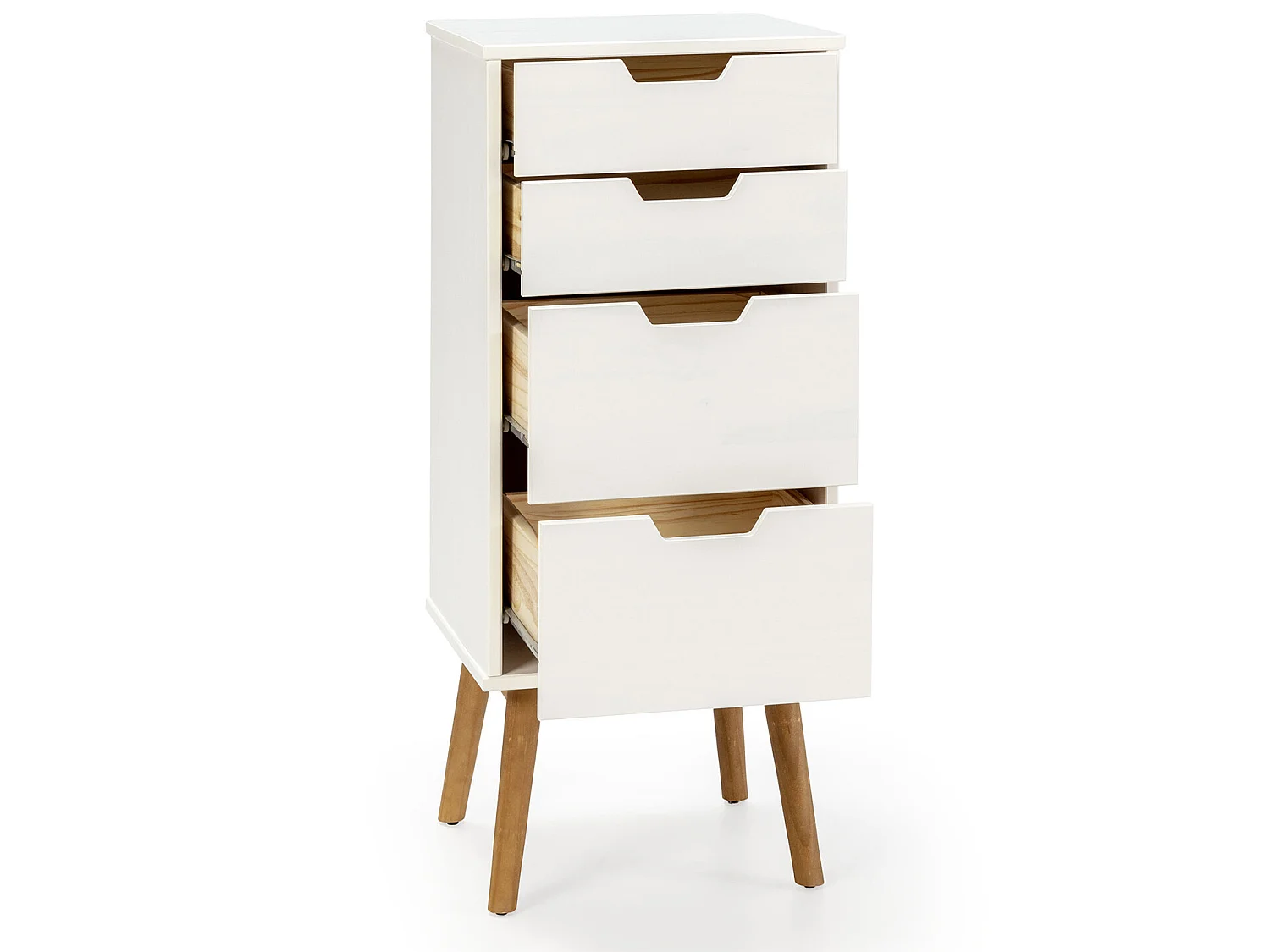 Nachtkastje Baku met 4 laden in het wit