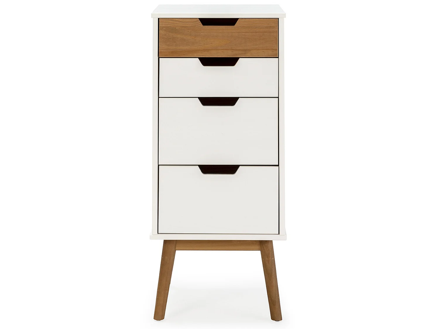 Chiffonnier nuit Baku 4 tiroirs blanc/bois, 40 cm longueur
