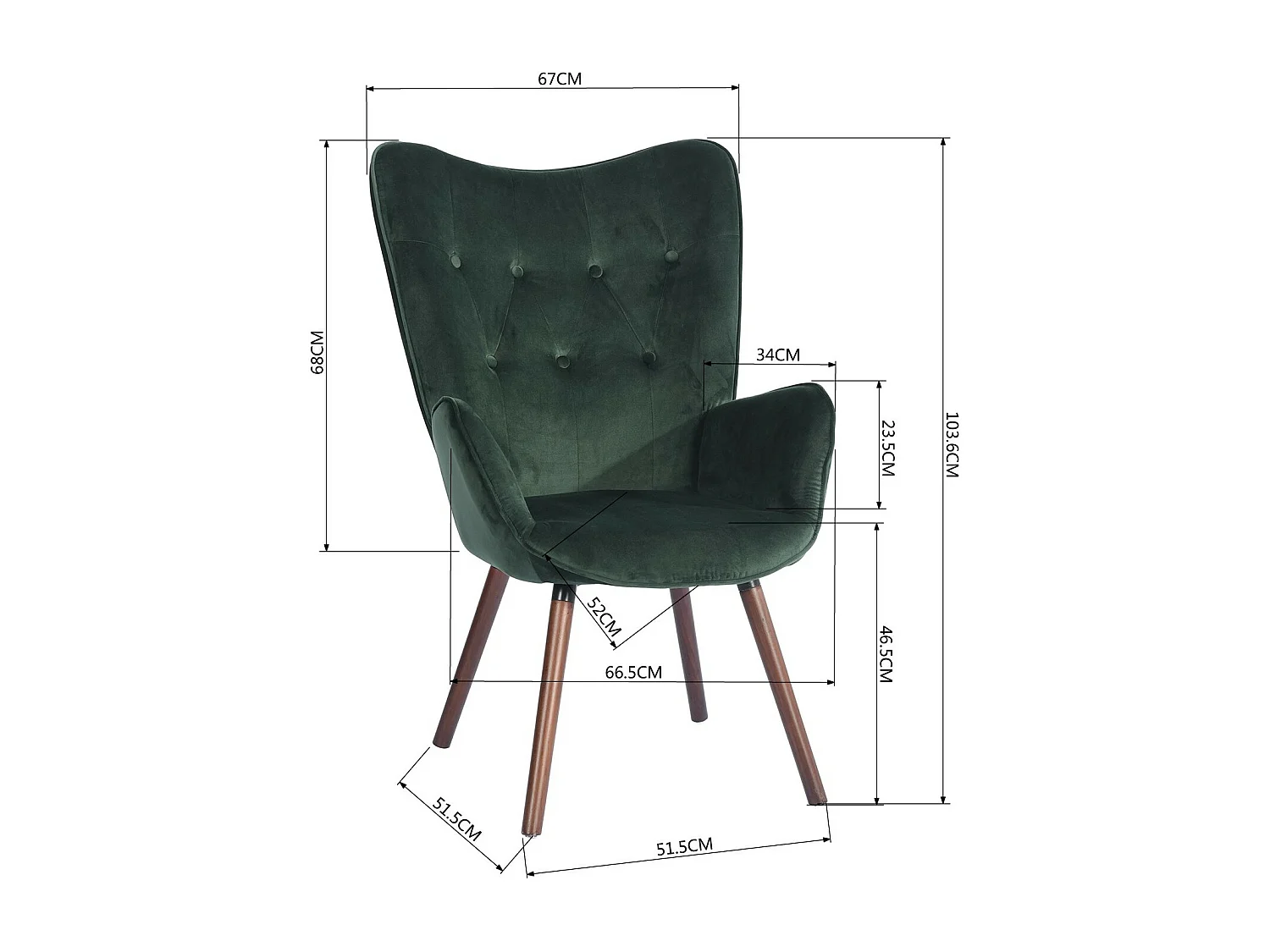 Sillón escandinavo tapizado en terciopelo verde KAS KD VELVET GREEN