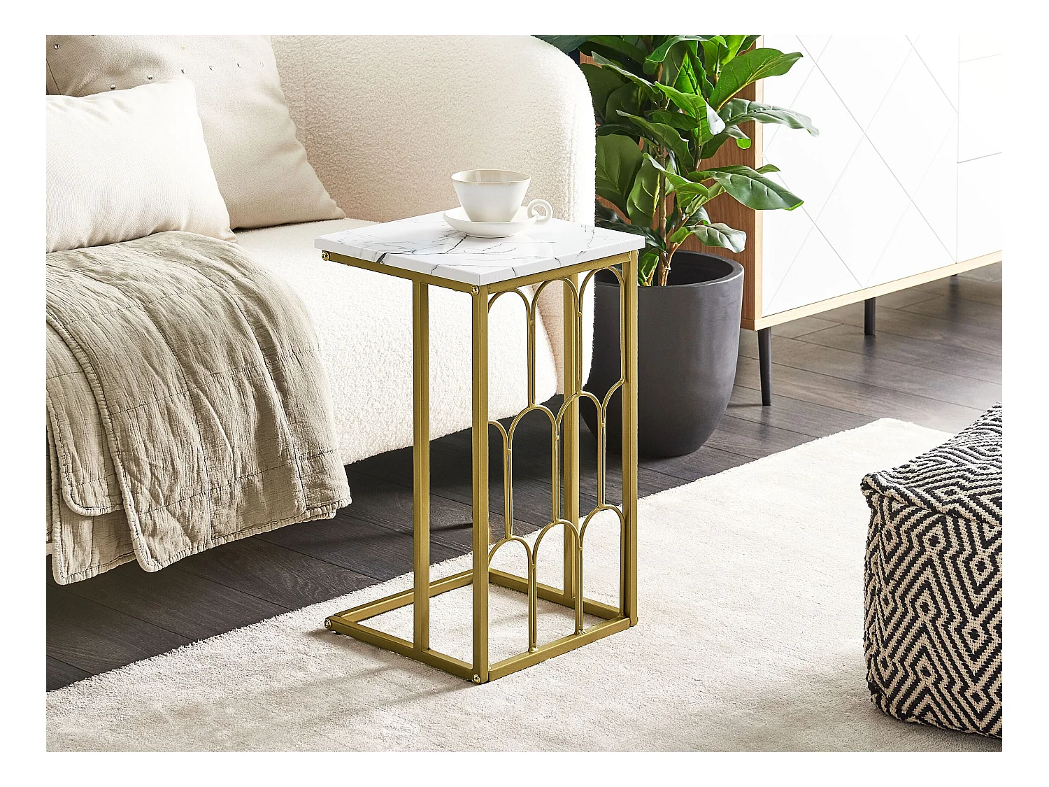 Stolik pomocniczy PANDALE Biały marmur