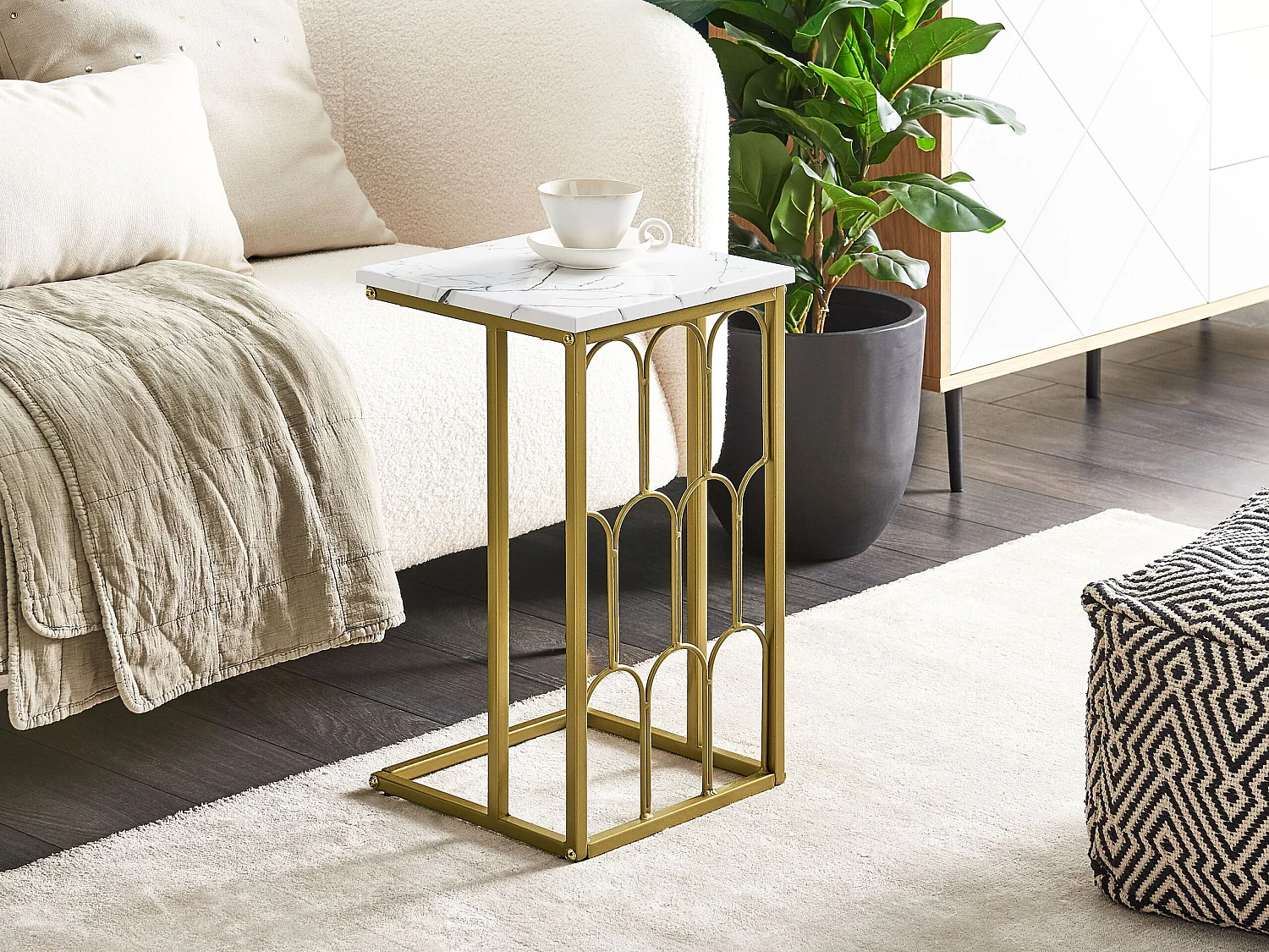 Table d'appoint PANDALE Marbre blanc