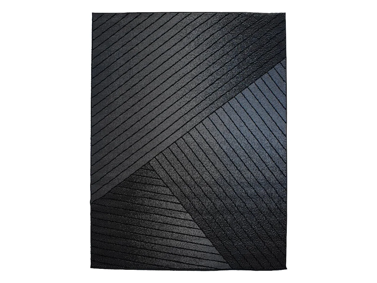 tapis grand salon 235x320 tissé noir et gris rectangle motif géométrique