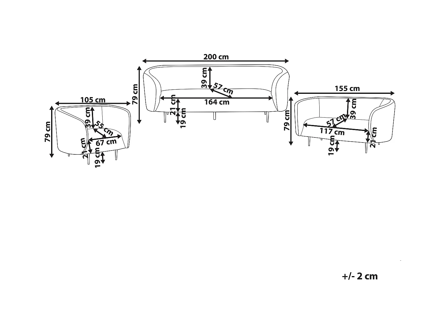 Ensemble de salon 6 places LOEN Bouclé Blanc