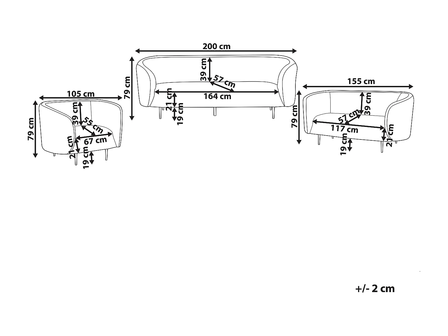 Ensemble de salon 6 places LOEN Bouclé Blanc