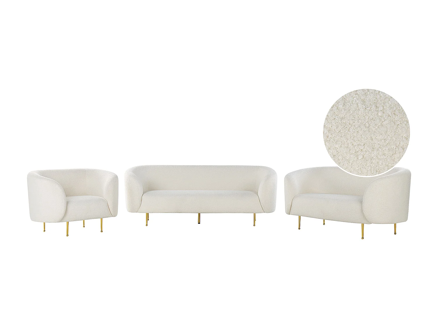 Set da salotto LOEN Bouclé Bianco 6 posti