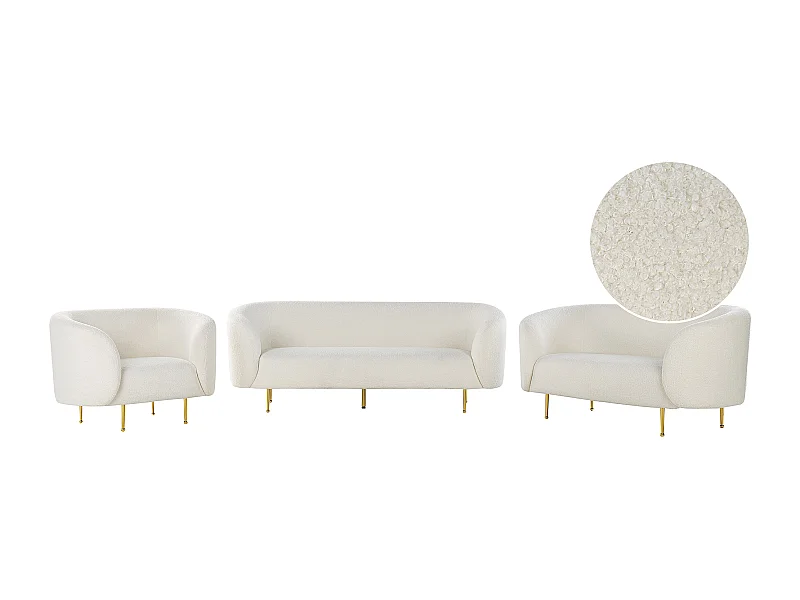 Set da salotto LOEN Bouclé Bianco 6 posti