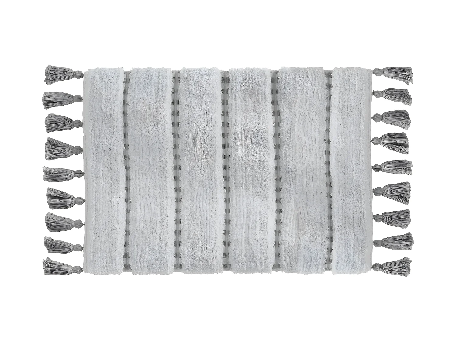 Tapis de Salle de Bain Gris en Coton avec pompons  50 x 75 cm