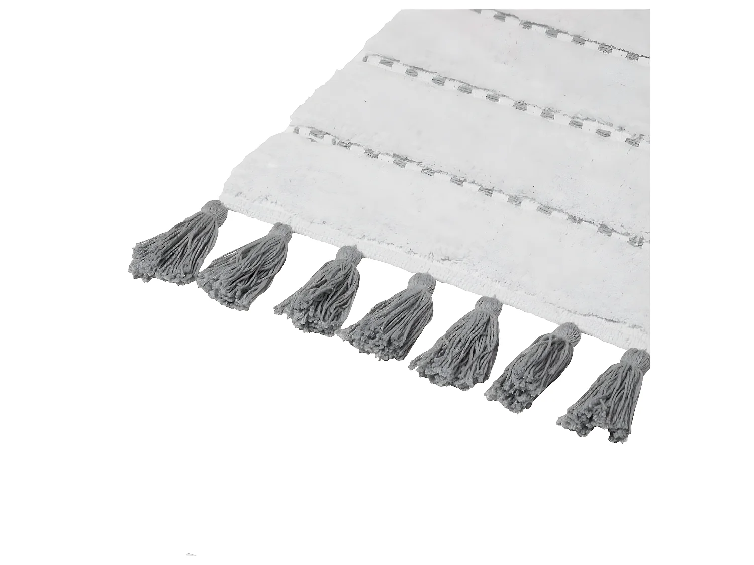 Tapis de Salle de Bain Gris en Coton avec pompons  50 x 75 cm