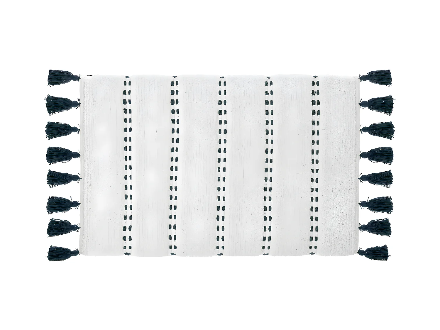 Tapis de Salle de Bain en Coton avec pompons Bleu pétrole 50 x 75 cm