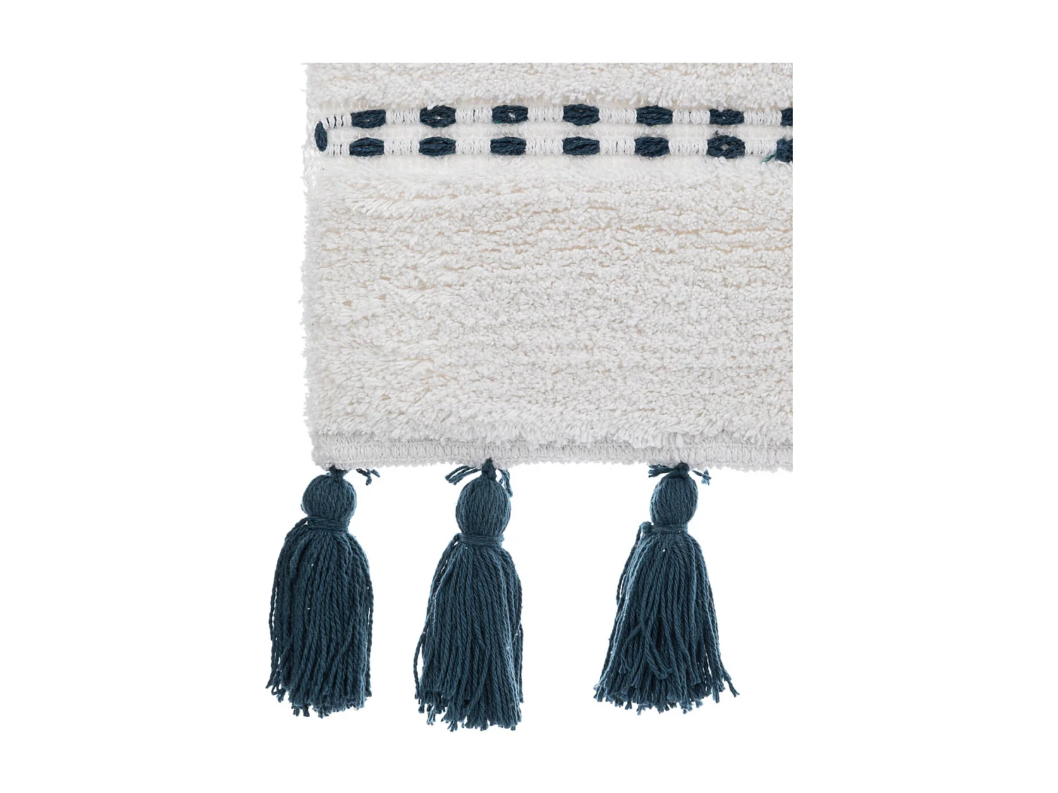 Tapis de Salle de Bain en Coton avec pompons Bleu pétrole 50 x 75 cm