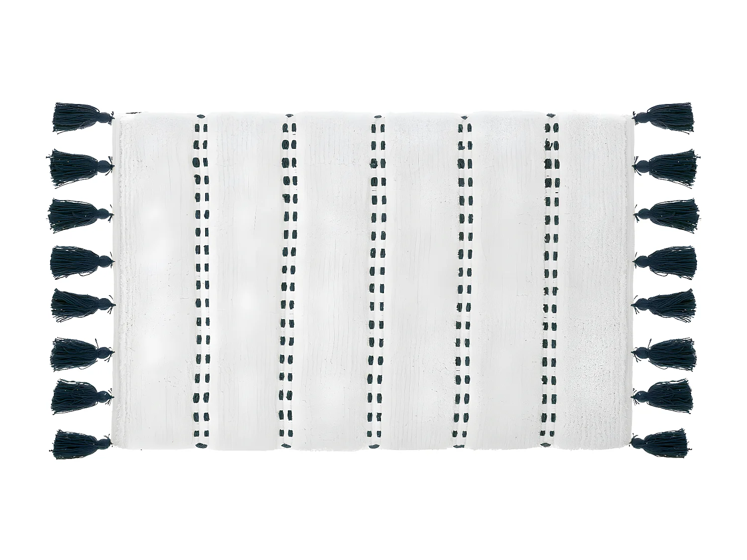 Tapis de Salle de Bain en Coton avec pompons Bleu pétrole 50 x 75 cm