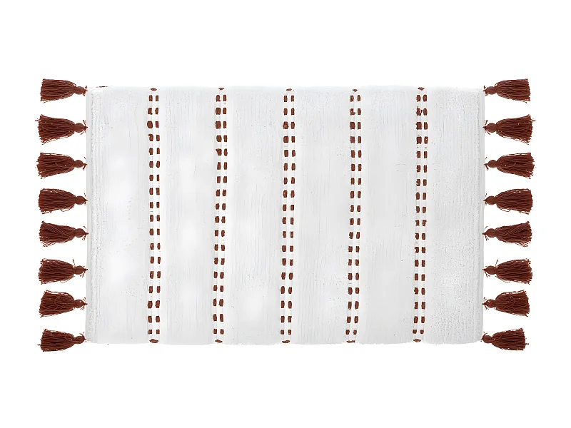 Tapis de Salle de Bain en Coton avec pompons Terracotta 50 x 75 cm
