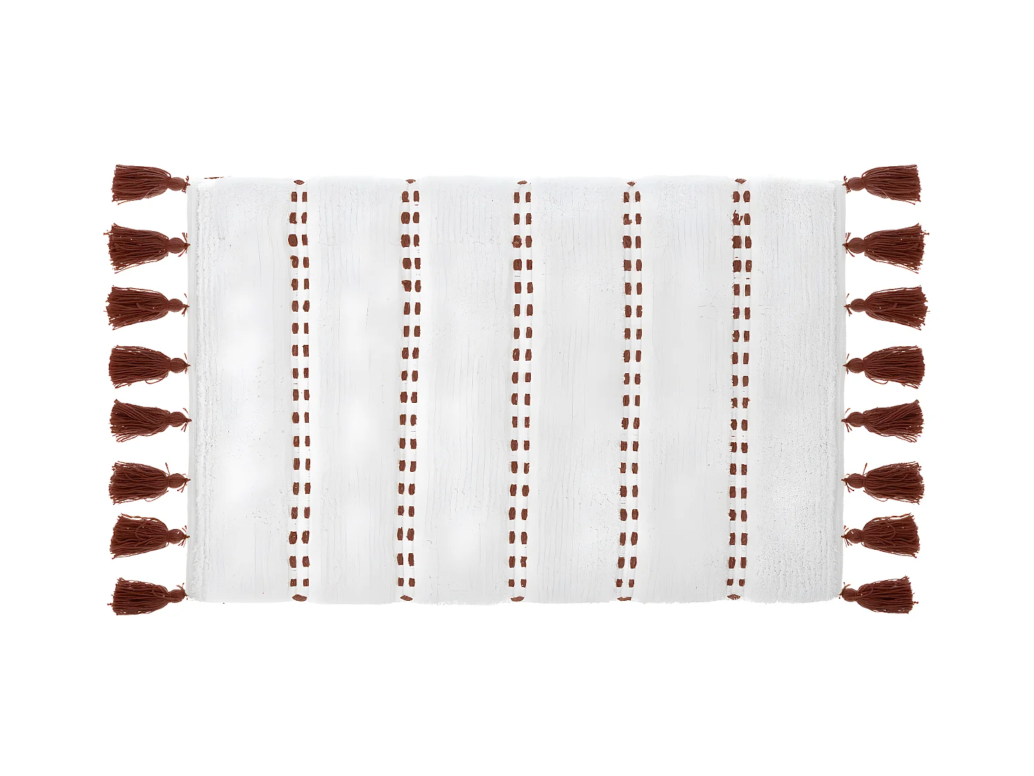 Tapis de Salle de Bain en Coton avec pompons Terracotta 50 x 75 cm