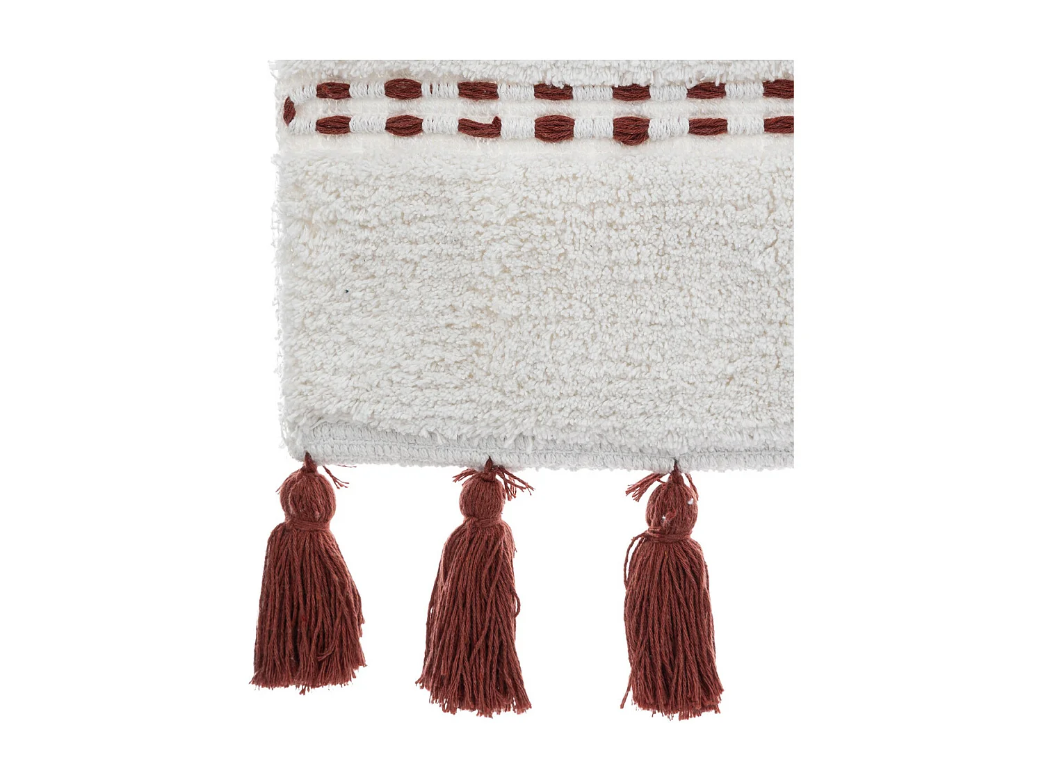 Tapis de Salle de Bain en Coton avec pompons Terracotta 50 x 75 cm