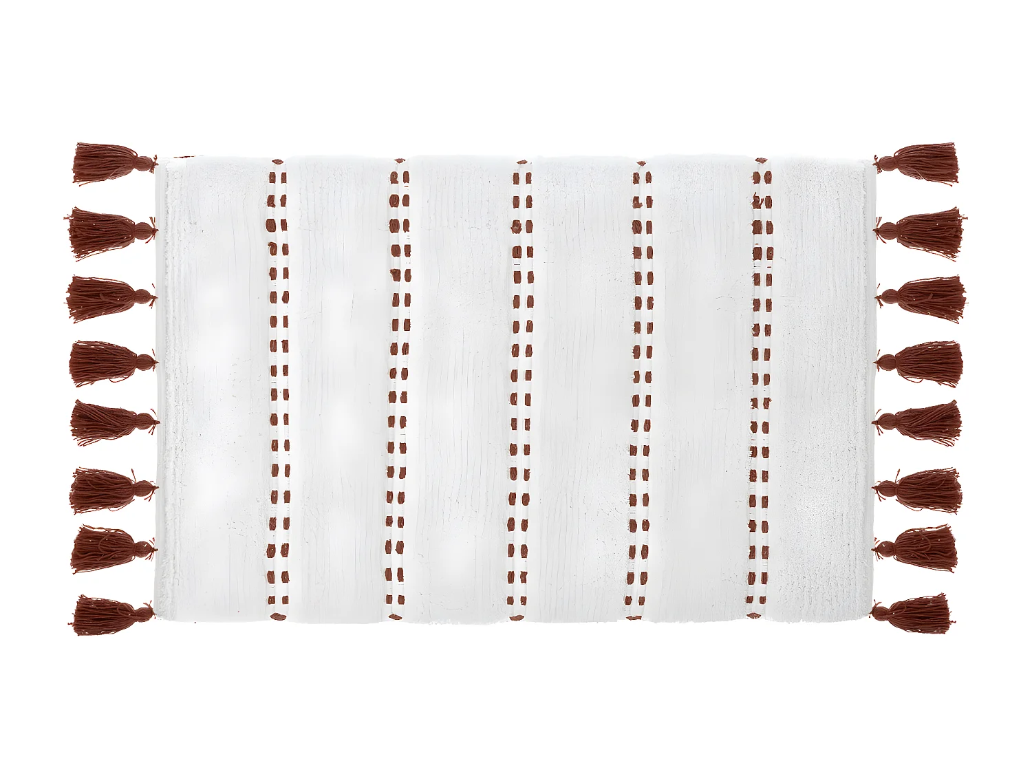 Tapis de Salle de Bain en Coton avec pompons Terracotta 50 x 75 cm