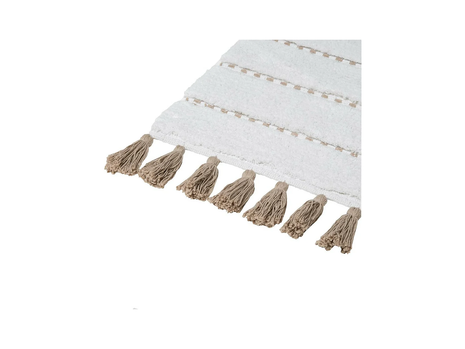 Tapis de Salle de bain Taupe en Coton avec pompons  50 x 75 cm