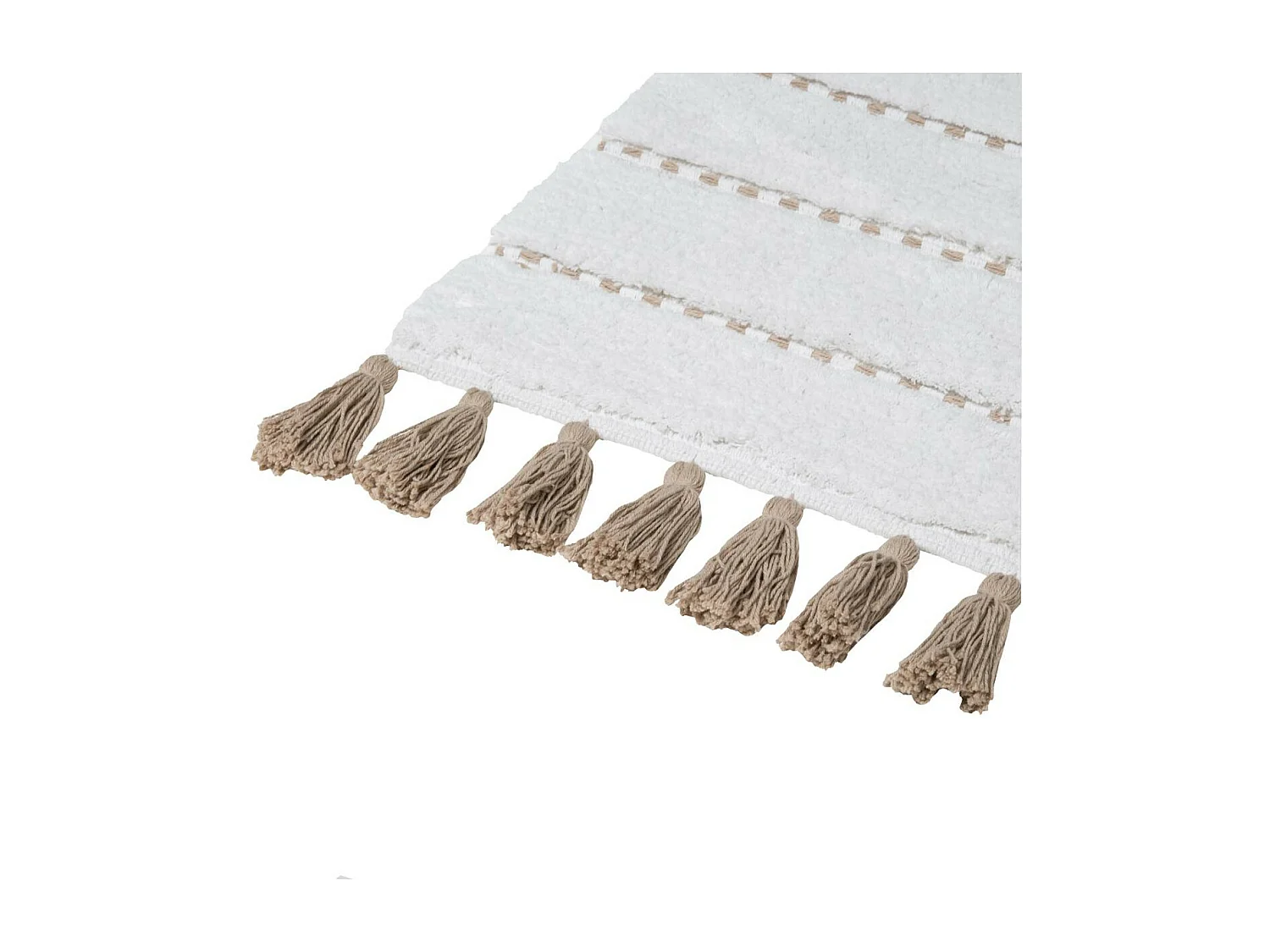 Tapis de Salle de bain Taupe en Coton avec pompons  50 x 75 cm