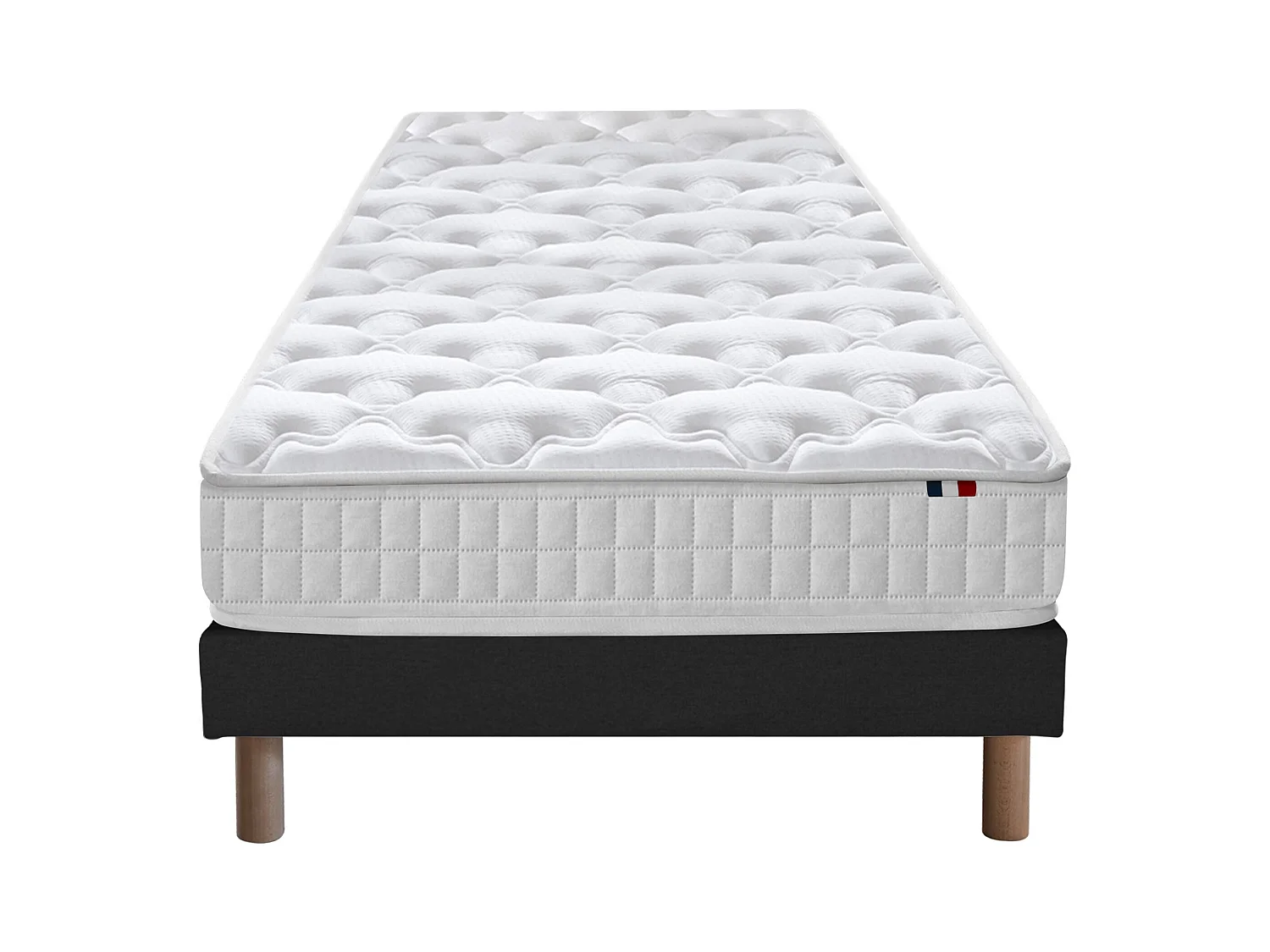 Ensemble matelas ressorts ensachés, SPECTRE + Sommier tapissier Dimensions - 90 x 190 cm, Sommier - Noir