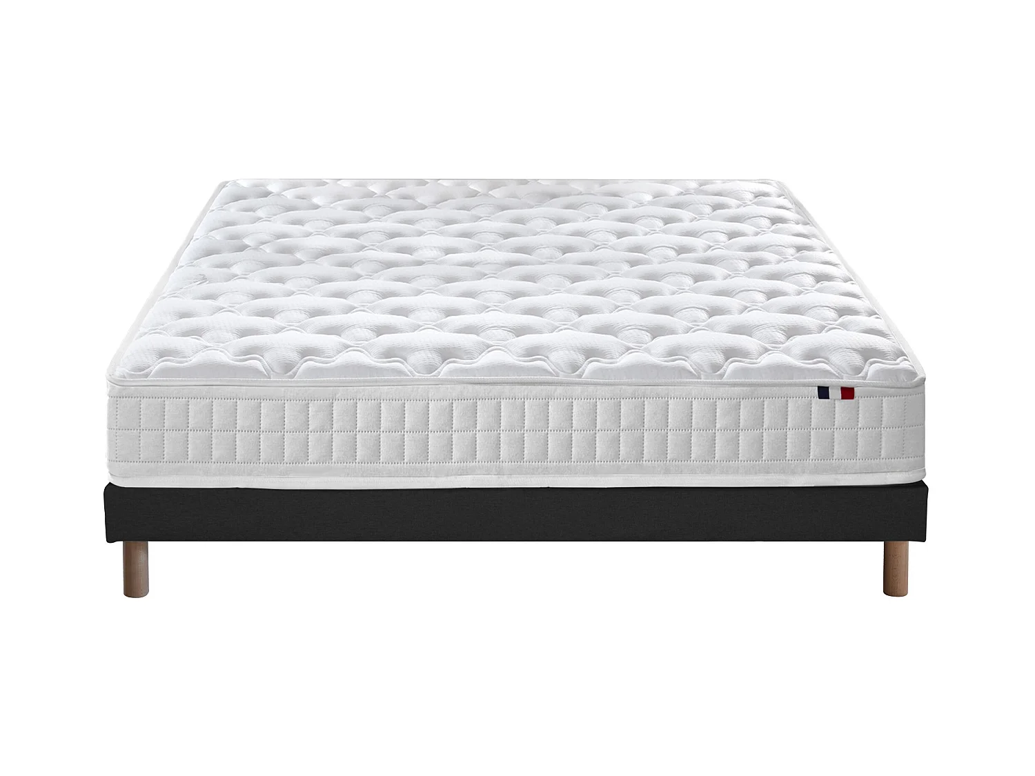 Ensemble matelas ressorts ensachés, SPECTRE + Sommier tapissier Dimensions - 140 x 190 cm, Sommier - Noir