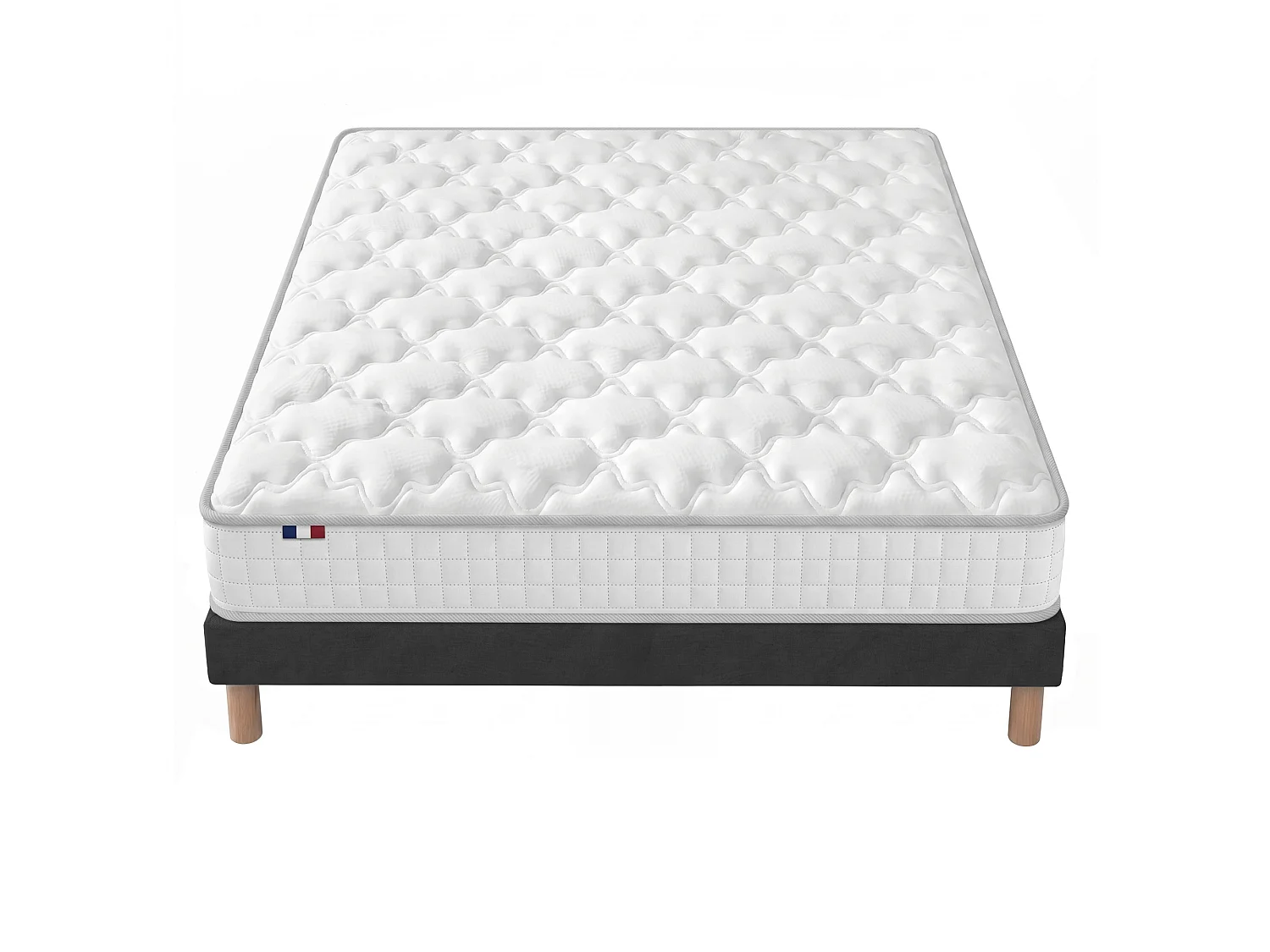 Ensemble matelas ressorts ensachés, SPECTRE + Sommier tapissier Dimensions - 140 x 190 cm, Sommier - Noir