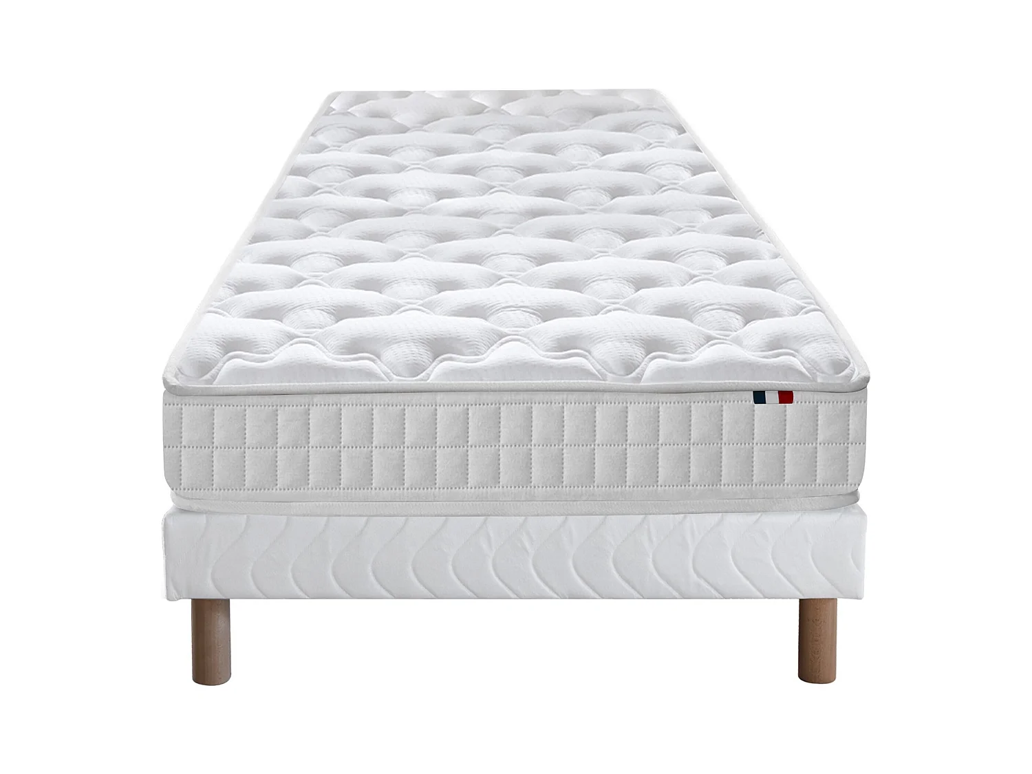 Ensemble matelas ressorts ensachés, SPECTRE + Sommier tapissier Dimensions - 90 x 190 cm, Sommier - Blanc