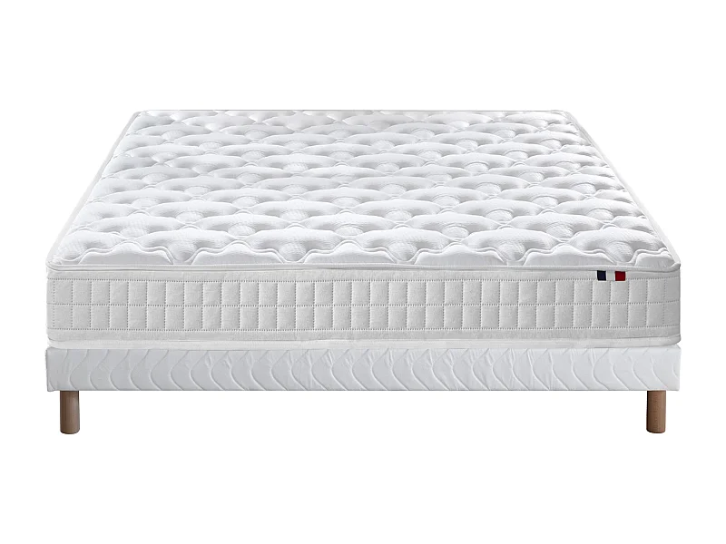 Ensemble matelas ressorts ensachés, SPECTRE + Sommier tapissier Dimensions - 140 x 190 cm, Sommier - Blanc