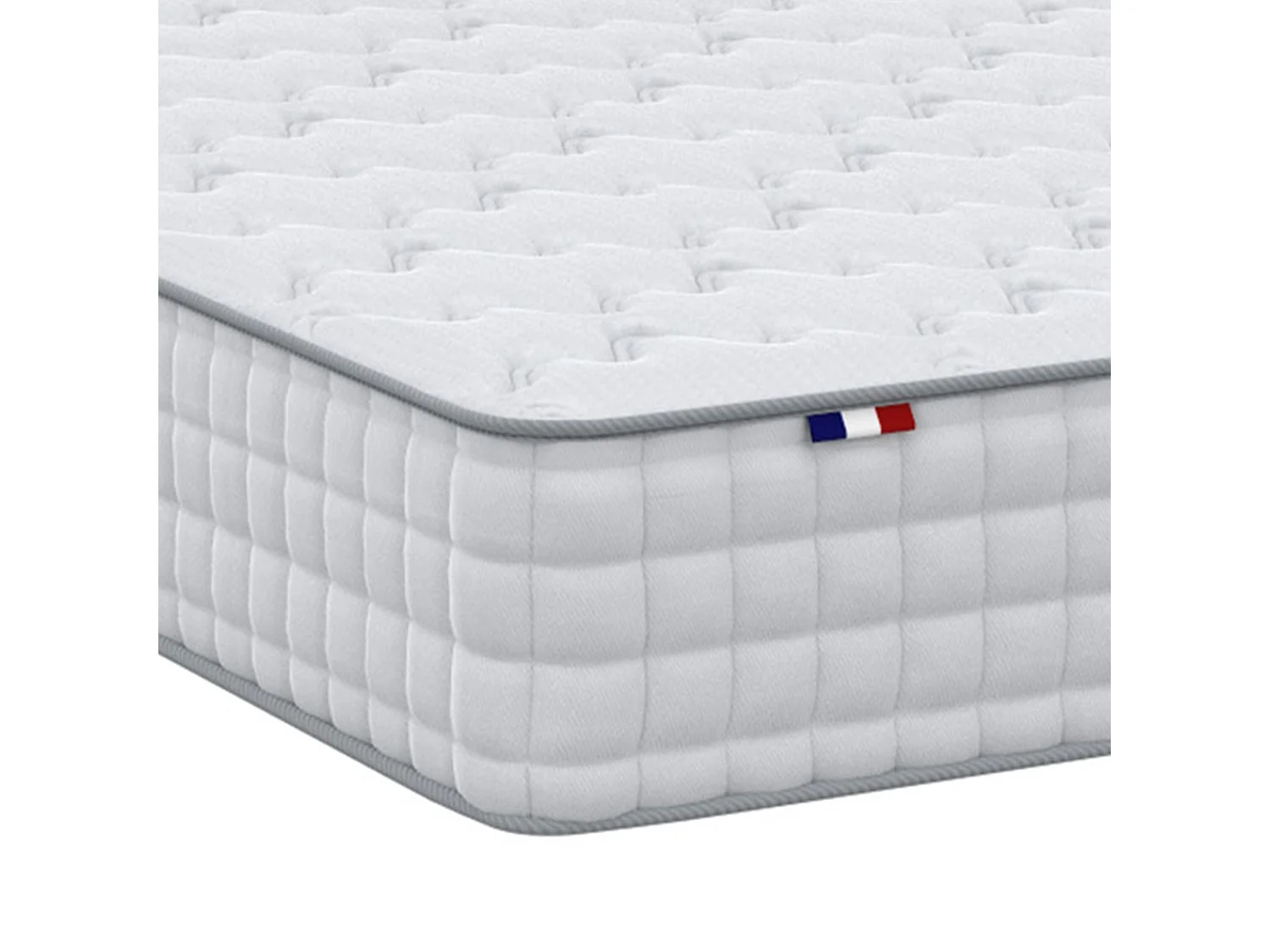 Ensemble matelas ressorts ensachés, SPECTRE + Sommier tapissier Dimensions - 140 x 190 cm, Sommier - Blanc