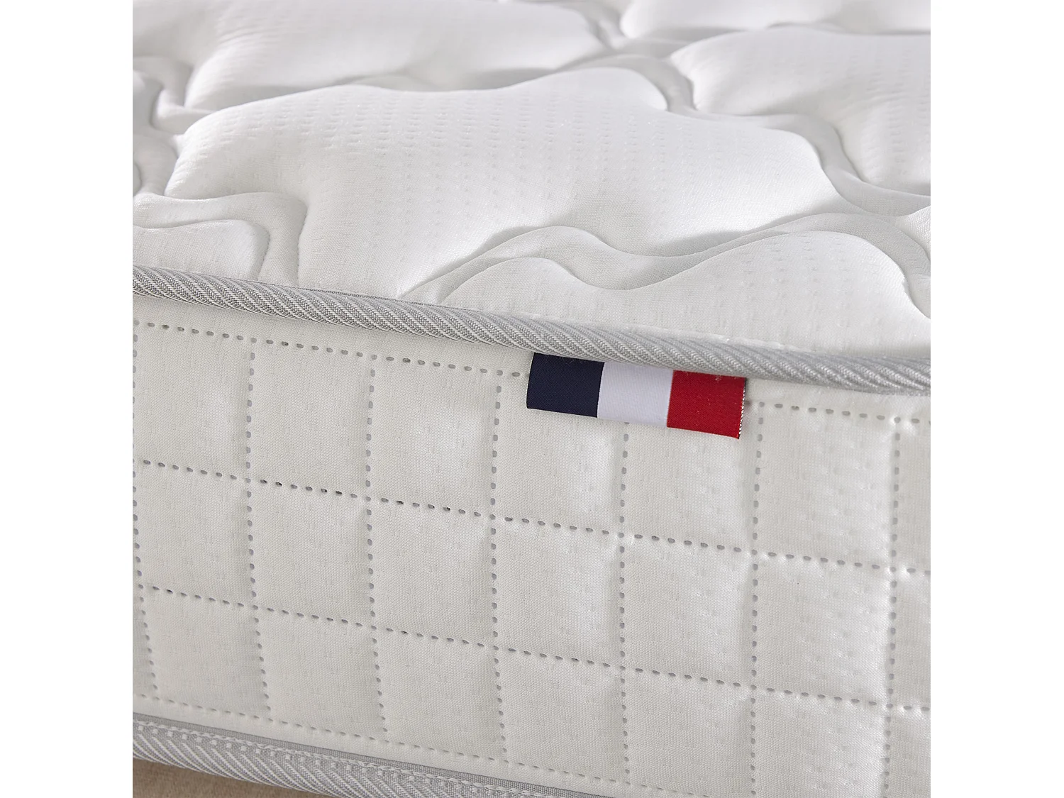 Ensemble matelas ressorts ensachés, SPECTRE + Sommier tapissier Dimensions - 90 x 190 cm, Sommier - Vert celadon