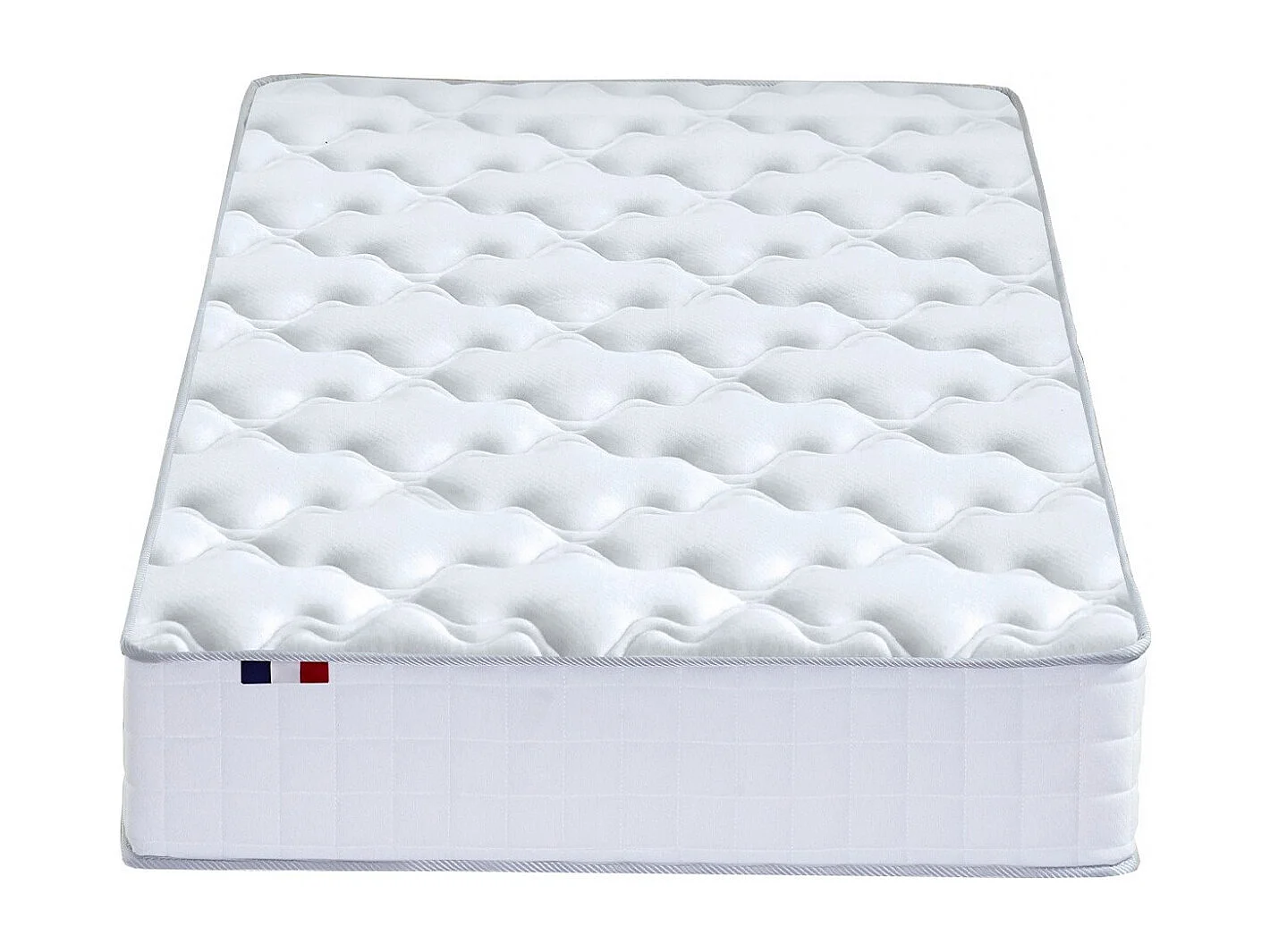 Ensemble matelas ressorts ensachés, SPECTRE + Sommier tapissier Dimensions - 90 x 190 cm, Sommier - Bleu denim