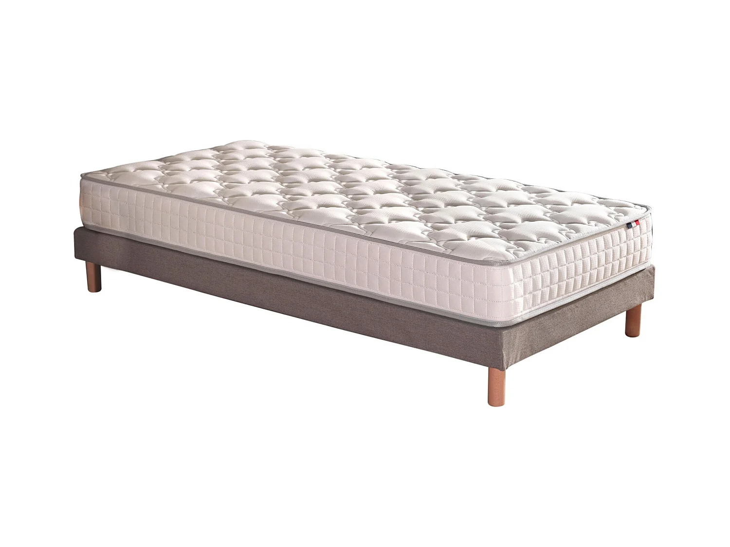 Ensemble matelas ressorts ensachés, SPECTRE + Sommier tapissier Dimensions - 90 x 190 cm, Sommier - Gris chiné